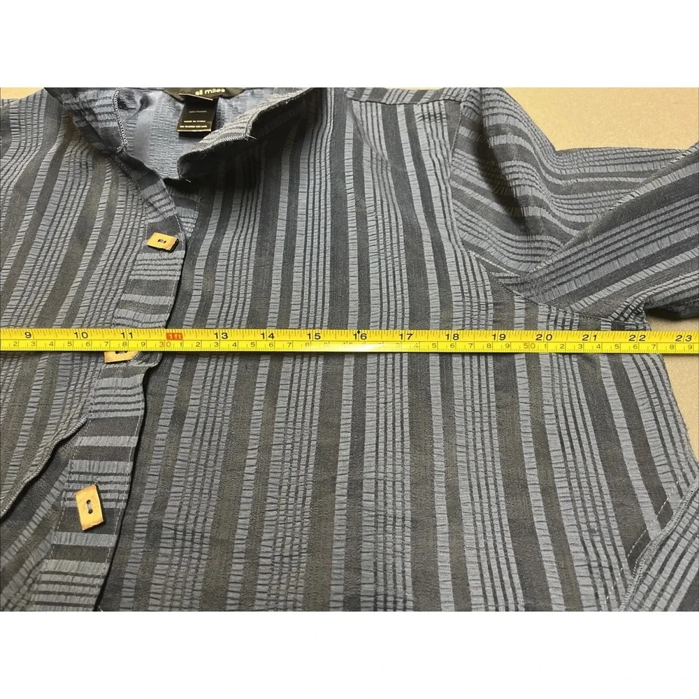 Ali Miles‎ Top Blue Navy Artsy Button Up 3/4 Sleeve Women's Large - Picture 5 of 5